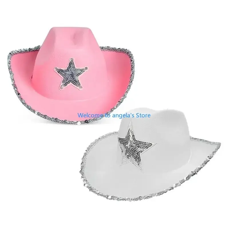 

X4YC Star Cowboy Hat Vintage Western Styles Cowgirl Hat For Cosplay Parties