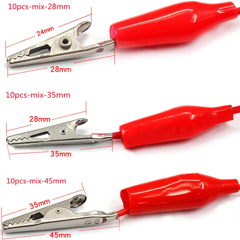 Pinzas de cocodrilo de piezas para cables de prueba eléctrica, Clip de cucaracha, cable de puente y abrazaderas de batería de coche, pinza de