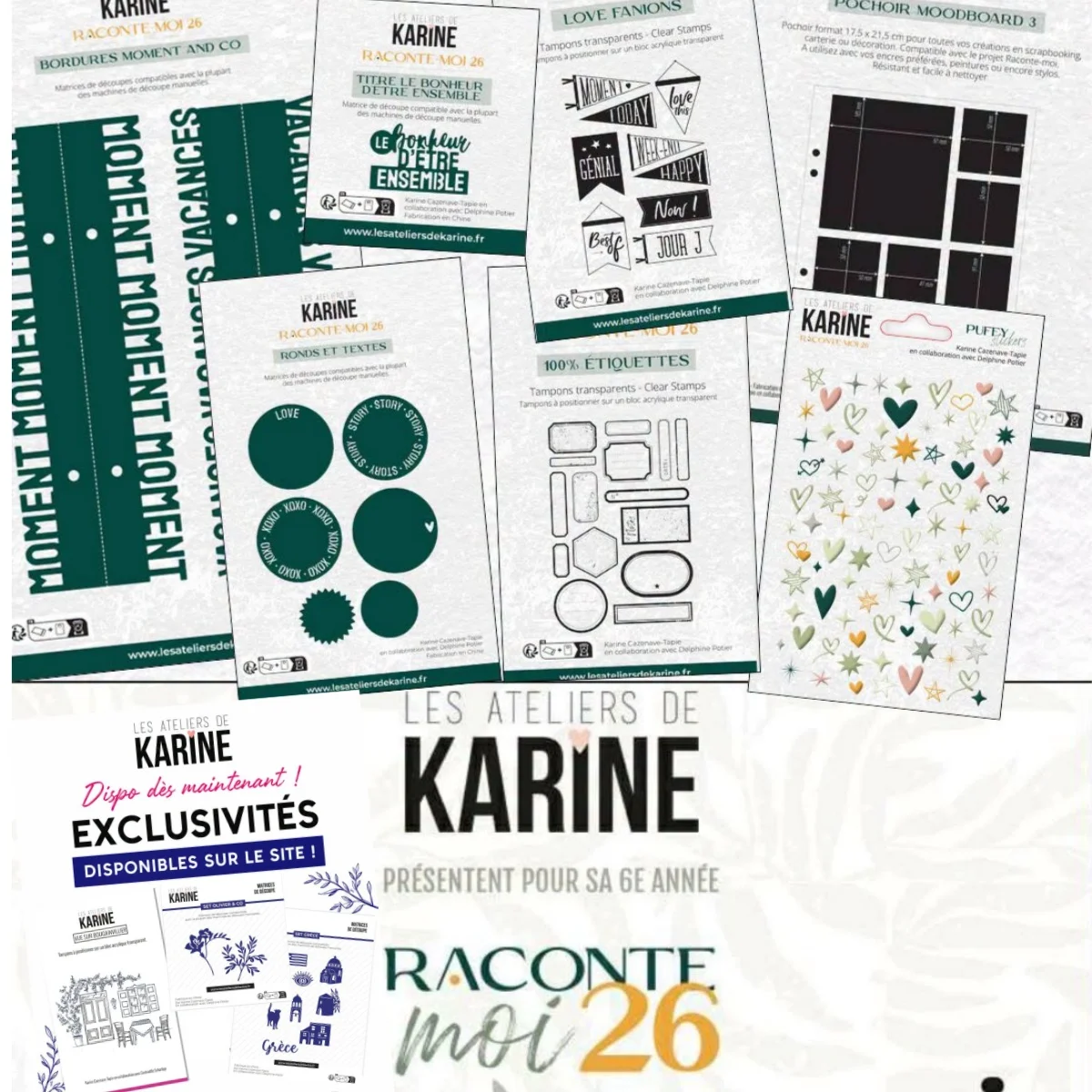 Julio 2026 Bordures Moment Co Ronds y Textos Hojas Troqueles de corte de metal Sellos transparentes para manualidades DIY, tarjetas de regalo y álbumes de recortes