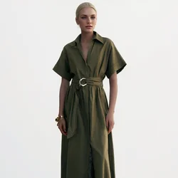 2024ZAR Summer New Women's Fashion European and American Midi Shirt Style Dress