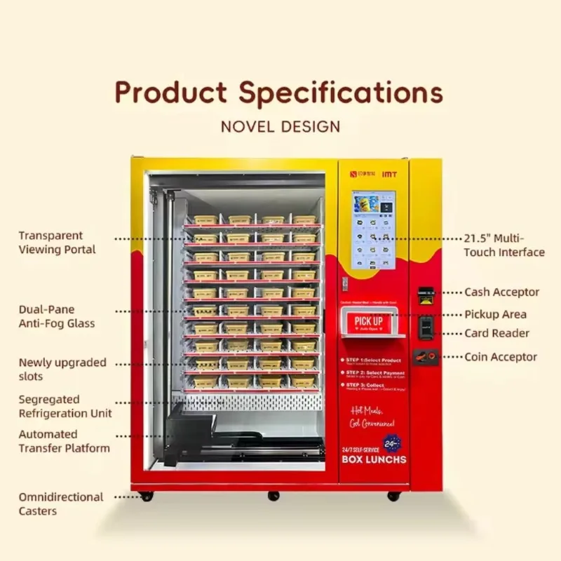 Microwave Heating Hot Food Vending Machine Automatic Bento Lunch Box Sandwich Fast Meal Commercial Vending Device