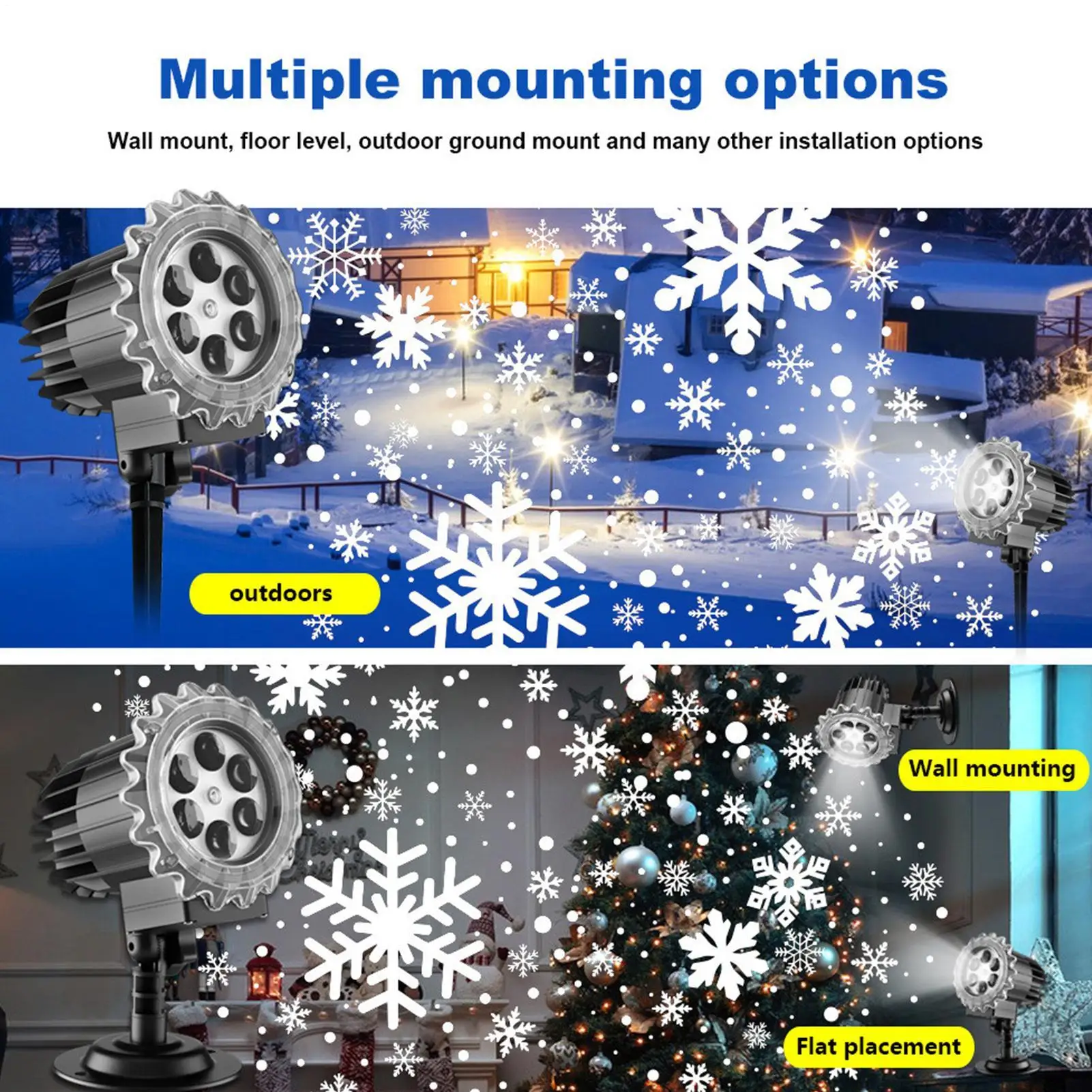 

Snowflake Light Projector Snowfall Show Waterproof Lamp With Remote Control Waterproof LED Snowflake Projector For House Bedroom