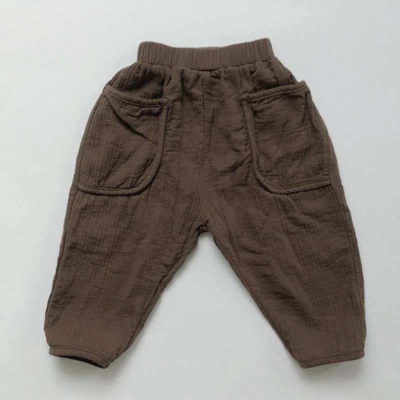 Children Cotton Linen Solid Color Pants Baby Boys Girls Pants Elastic Waist Trousers Spring Autumn 1-6Yrs Kids Casual Pant