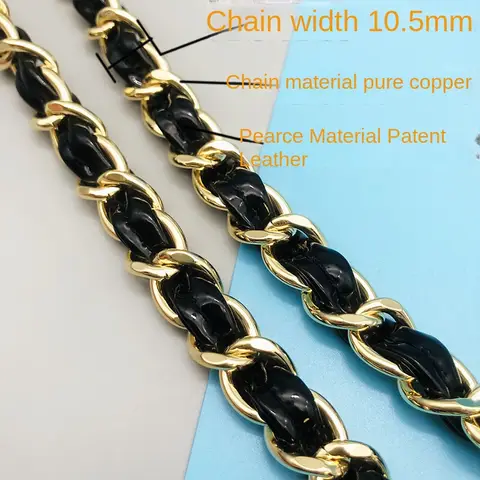 10.5mm Pure Copper Patent Leather Shiny Leather Bag Chain Accessory Thick Strap Messenger Bag Replacement Shoulder Strap