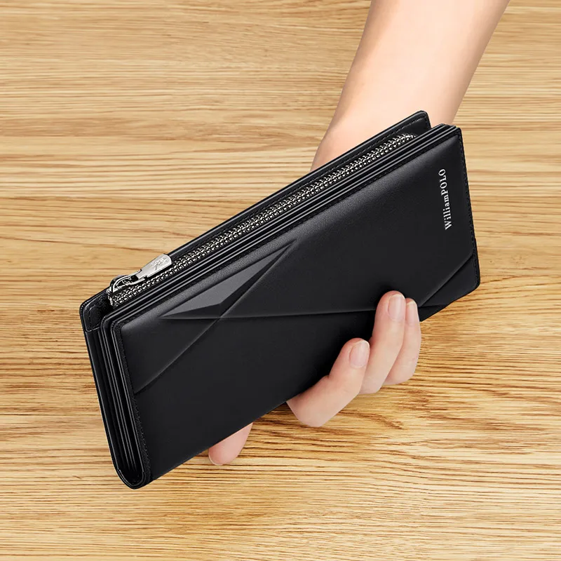 

Genuine leather men's wallet, long and large capacity handbag, fashionable and multifunctional card holder