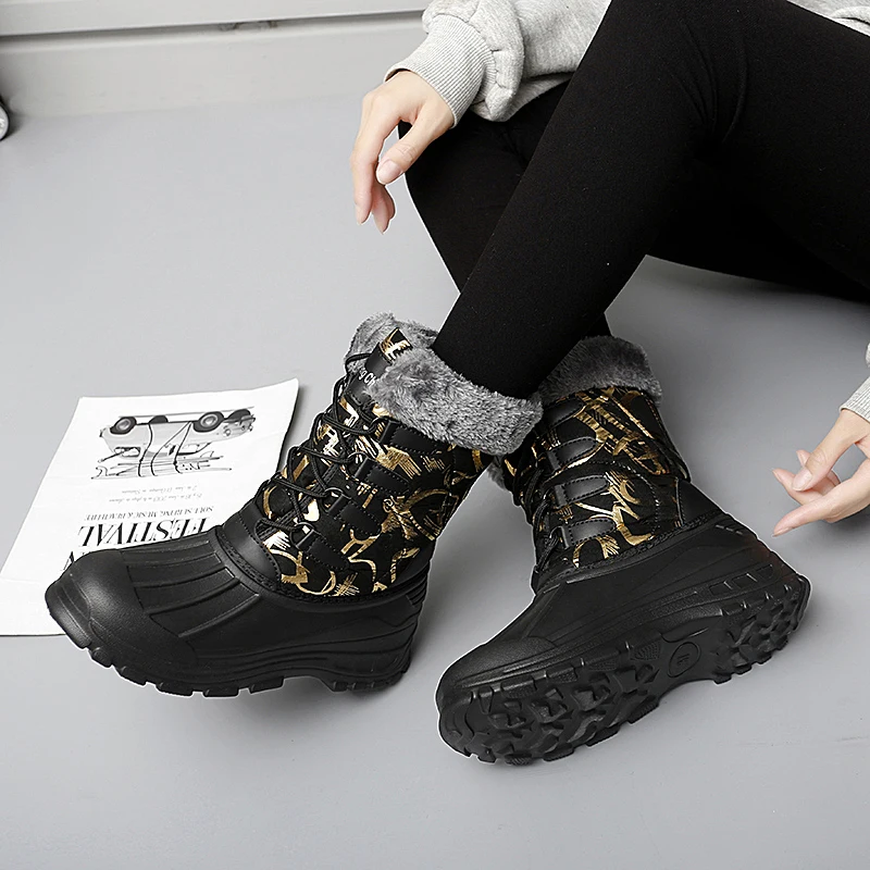 Botas de nieve impermeables de tubo alto de algodón EVA, talla única, edición para mujer