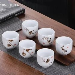 6pcs Chinese Ceramic tea cup set White Porcelain Pu'er Master cup Boutique Tea Bowl Household Drinkware Tea set Accessories