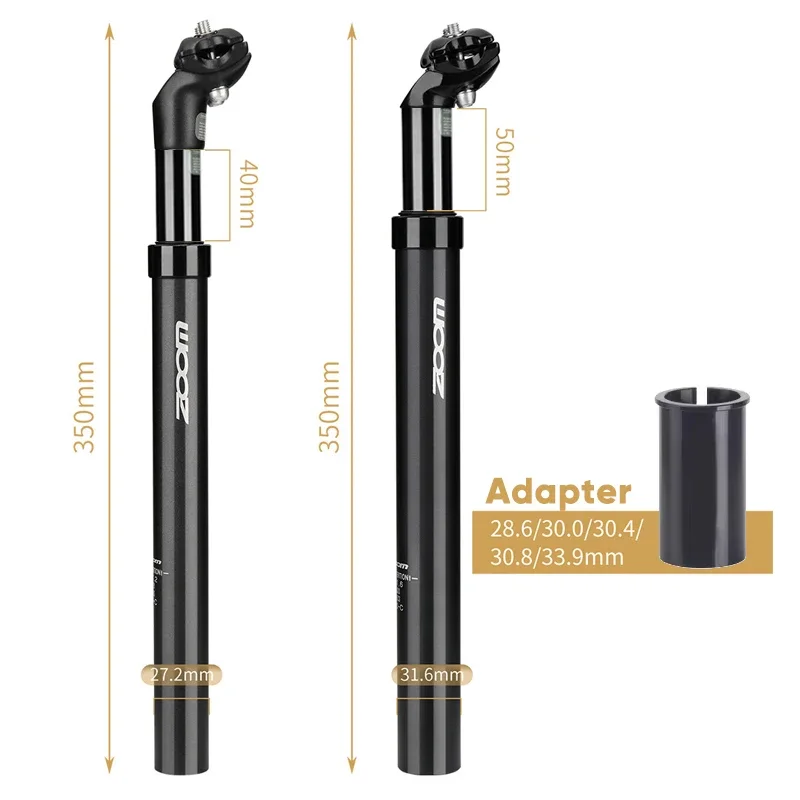 ZOOM Bike Seatpost Suspension Seat Tube Shock Absorber 350mm MTB Road Bike Saddle Post 27.2/31.6/28.6/30.4/30.8/33.9mm Bike Part