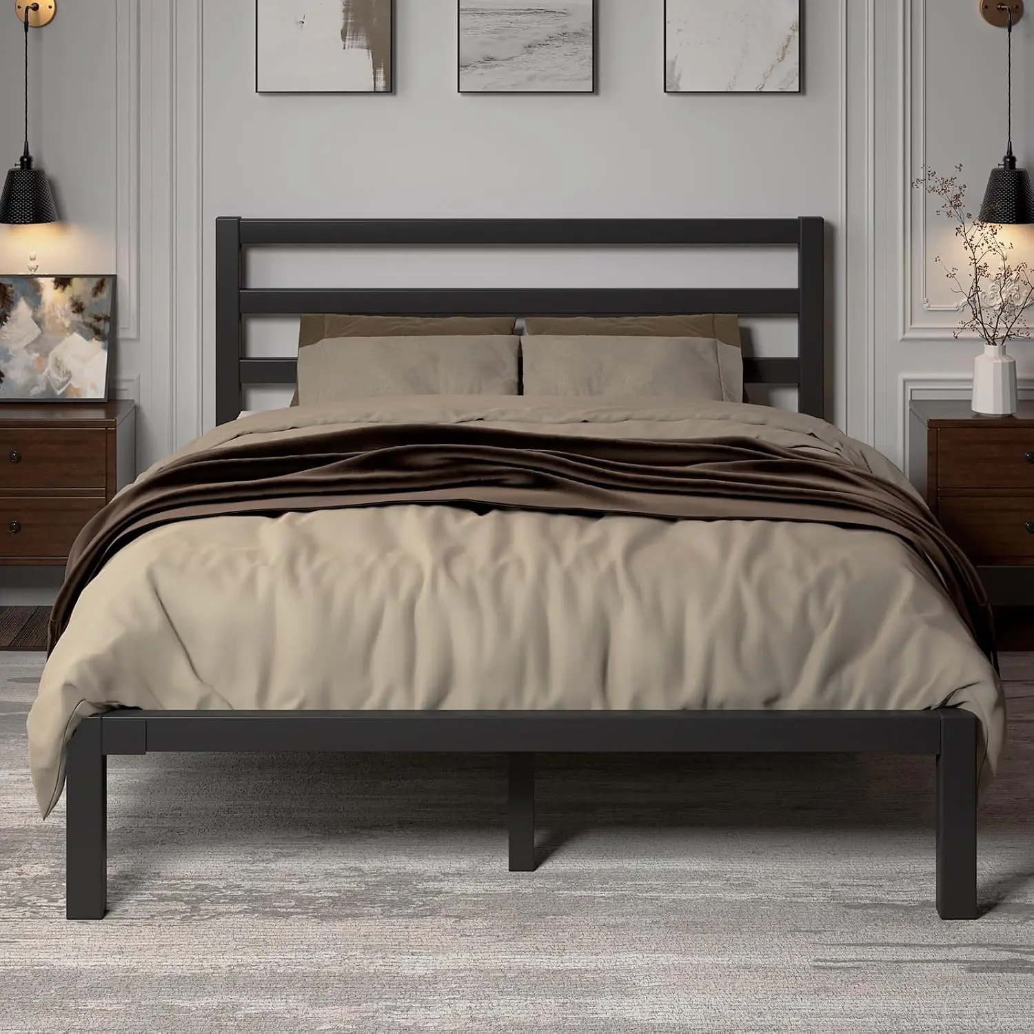 

Каркас кровати размера Queen, усиленная платформенная кровать с прочным металлическим основанием, местом для хранения под кроватью, на заказ