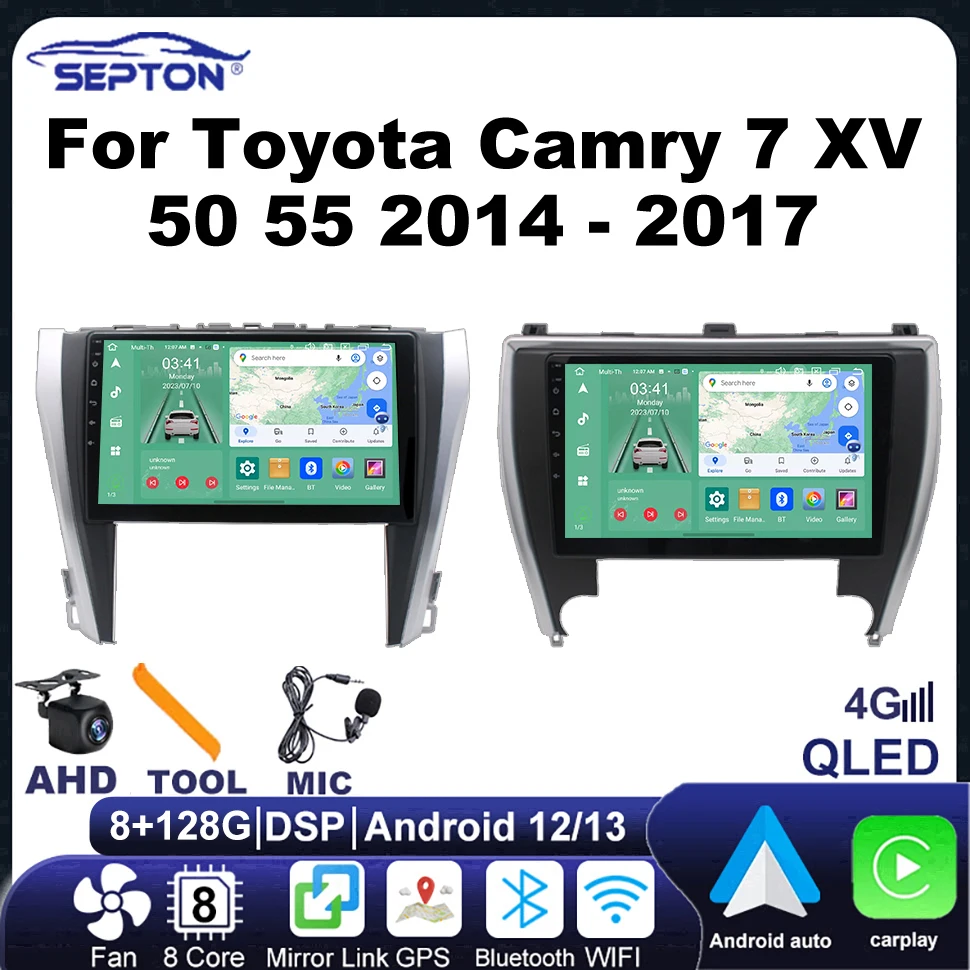 

SEPTON 2Din Android Car Radio for Toyota Camry 7 XV 50 55 2014 - 2017 Multimedia Player Navi GPS DSP Carplay Head Unit 4G Net