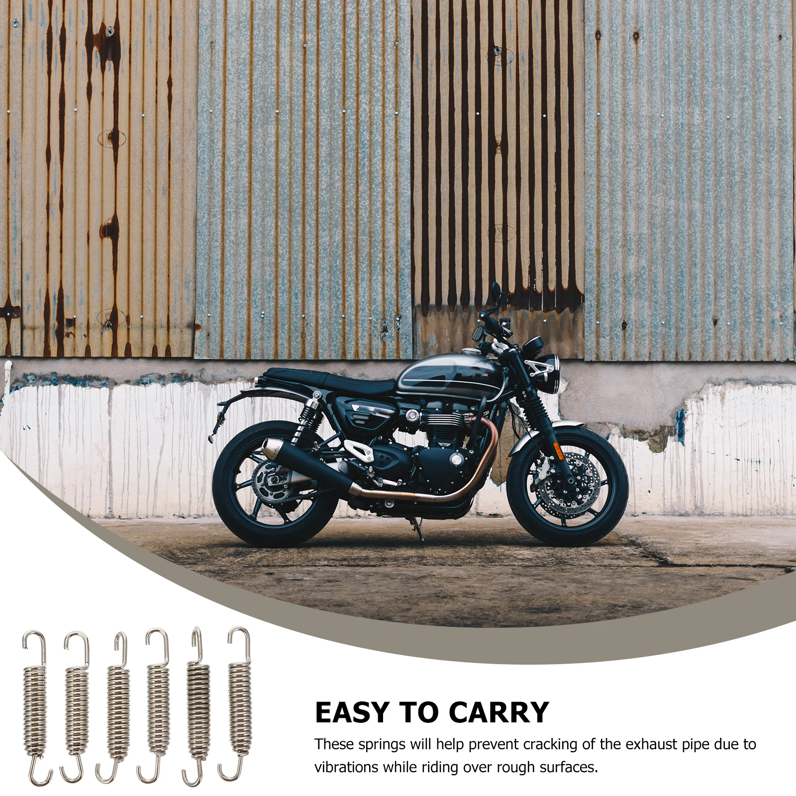

6pcs Exhaust Pipe Spring 65mm Heavy Duty Motorcycle Muffler Stainless Steel Long Life Vibrations Prevention Tension Spring
