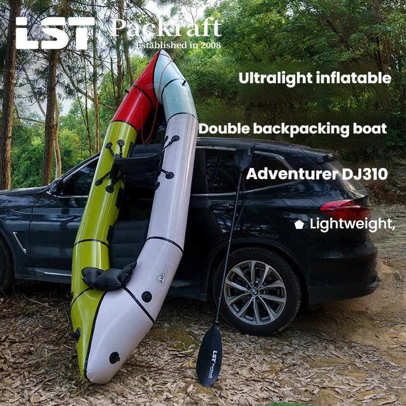 Inflatable TPU Lightweight Double Person Pack Raft with Seat Folding Design 0.75mm Thick for Fishing & Lakes/Rivers Use