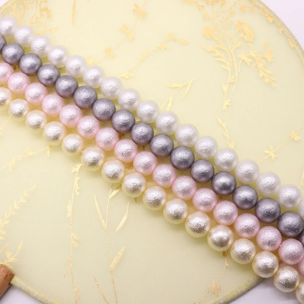 

12x12mm Glass Imitation Cotton Pearl Round Straight Hole Loose Beads Jewelry Accessories 1 Strand For DIY Necklace Bracelet Gift