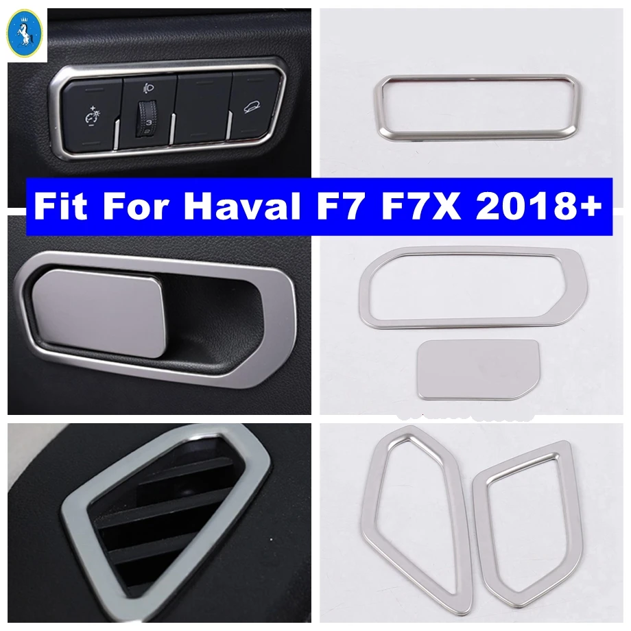 

Glove Storage Box / Dashboard Air AC Outlet / Lights Control Panel Cover Trim For Haval F7 F7X 2018 - 2022 Silver Interior Refit