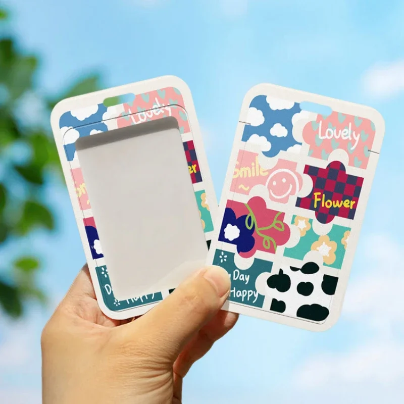 Porte-cartes à motif de style puzzle avec ressort rétractable, étui de protection, adapté pour bus étudiant, carte de repas, porte