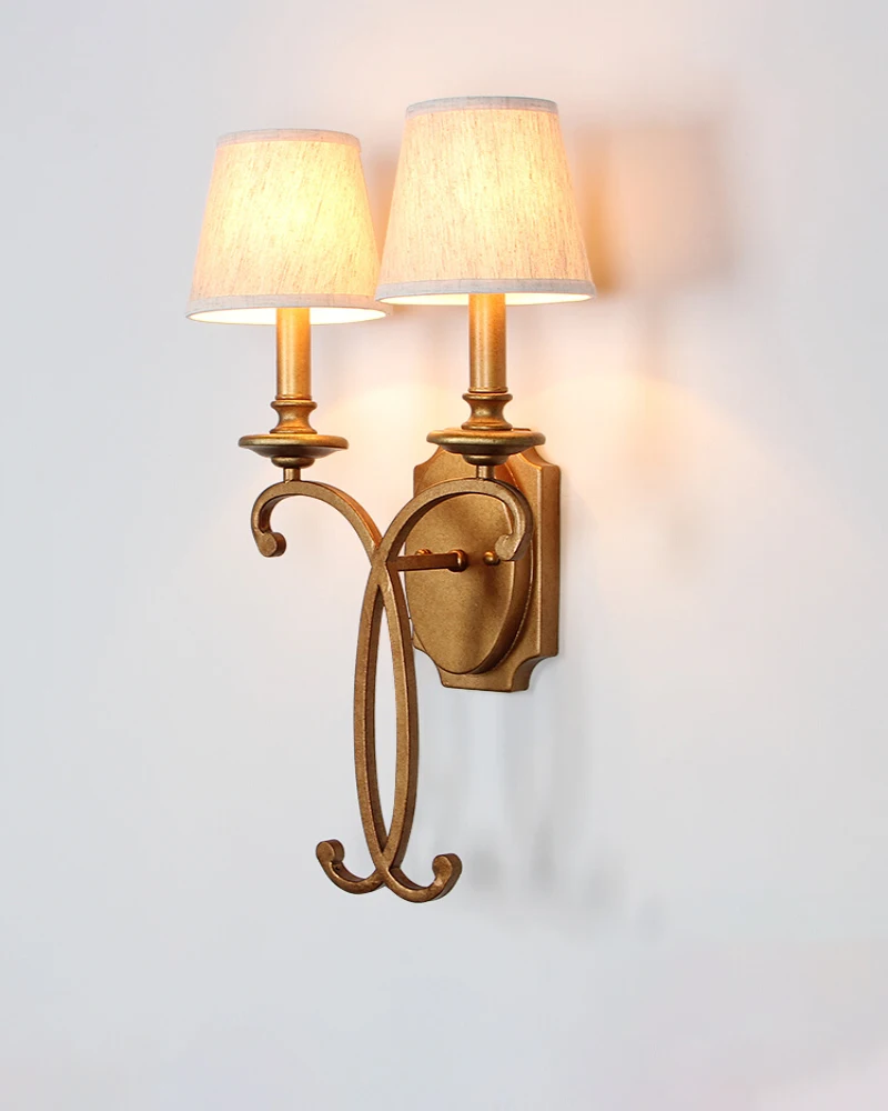 

American Wall Lamp Living Room Bedroom Bedhead Wall Lamp Rural Retro Creative Corridor Iron Double Headed Background Wall Lamp
