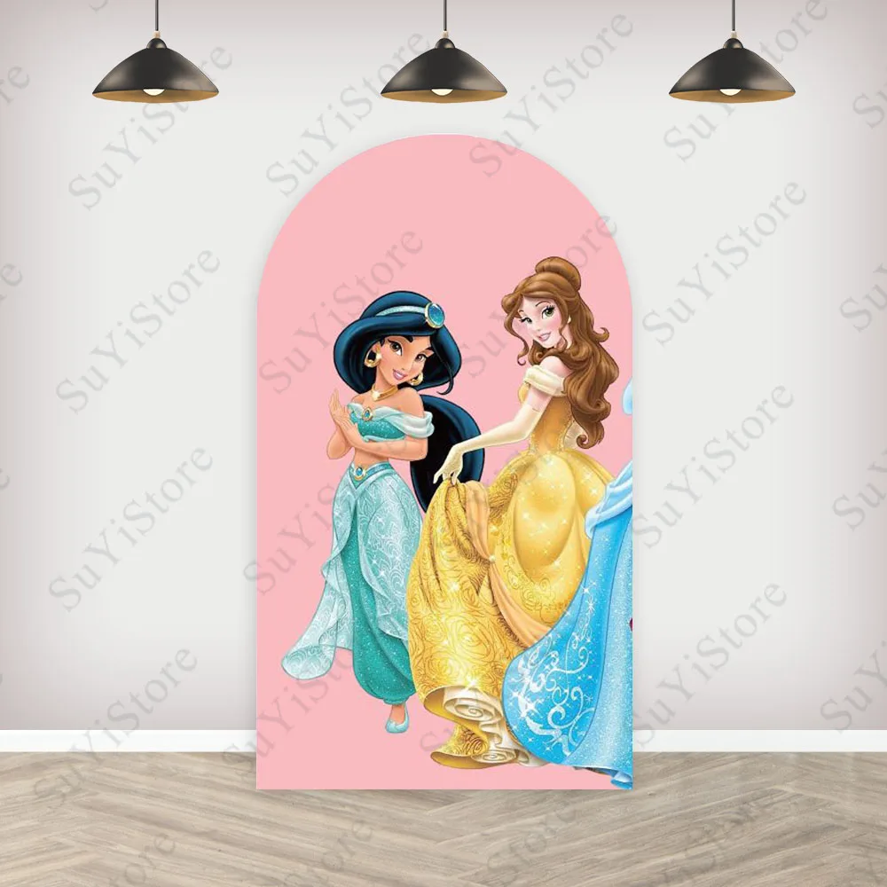 Disney Princess Arch Backdrop Girls Birthday Party Decoration Wall  Cinderella Belle Custom Photography Background Photo Props