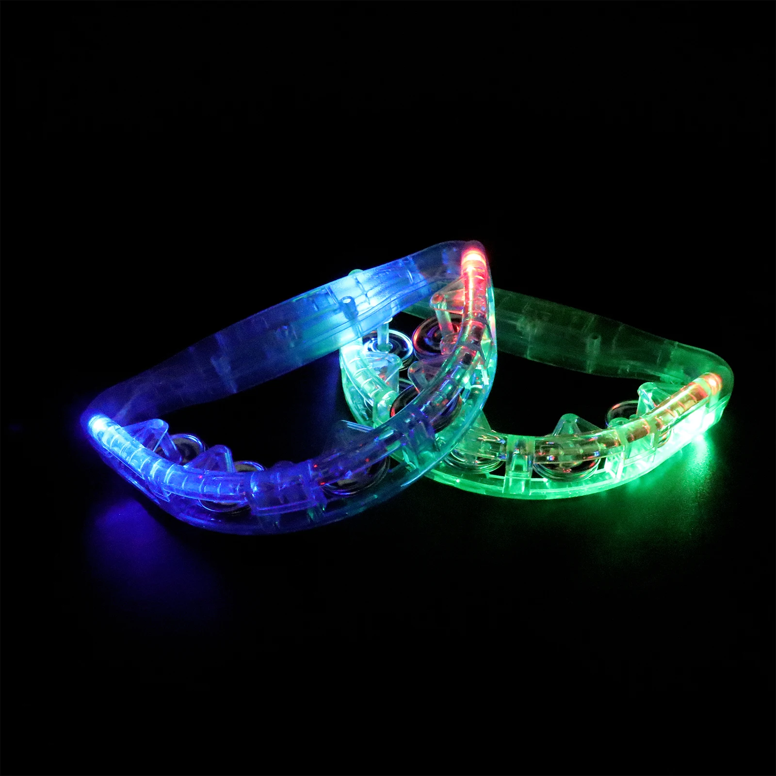 

2pcs Glowing Rattle Props LED Tambourines Flashing Plastic Clapping Kids Toys Party Favor Colorful Lights Gifts Accessories