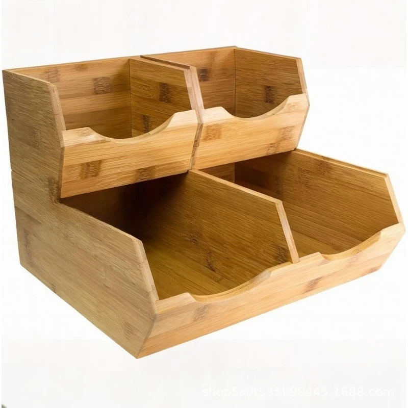 For natural bamboo storage boxes, separate storage and vegetable preparation boxes are stable and stackable, saving space