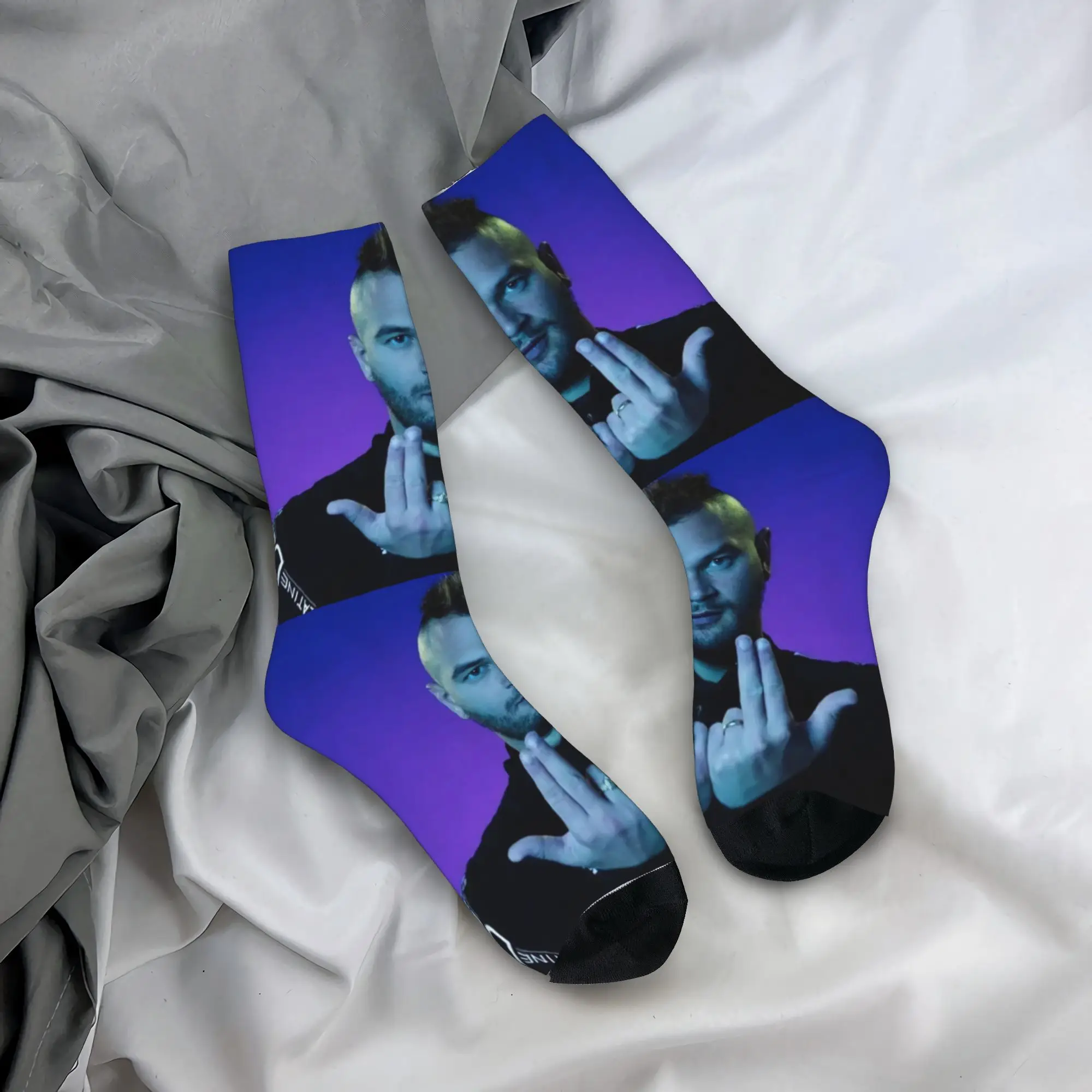 

Модные носки с 3D-принтом французского рэпера Jul для мужчин и женщин, теплые, для футбола и спорта