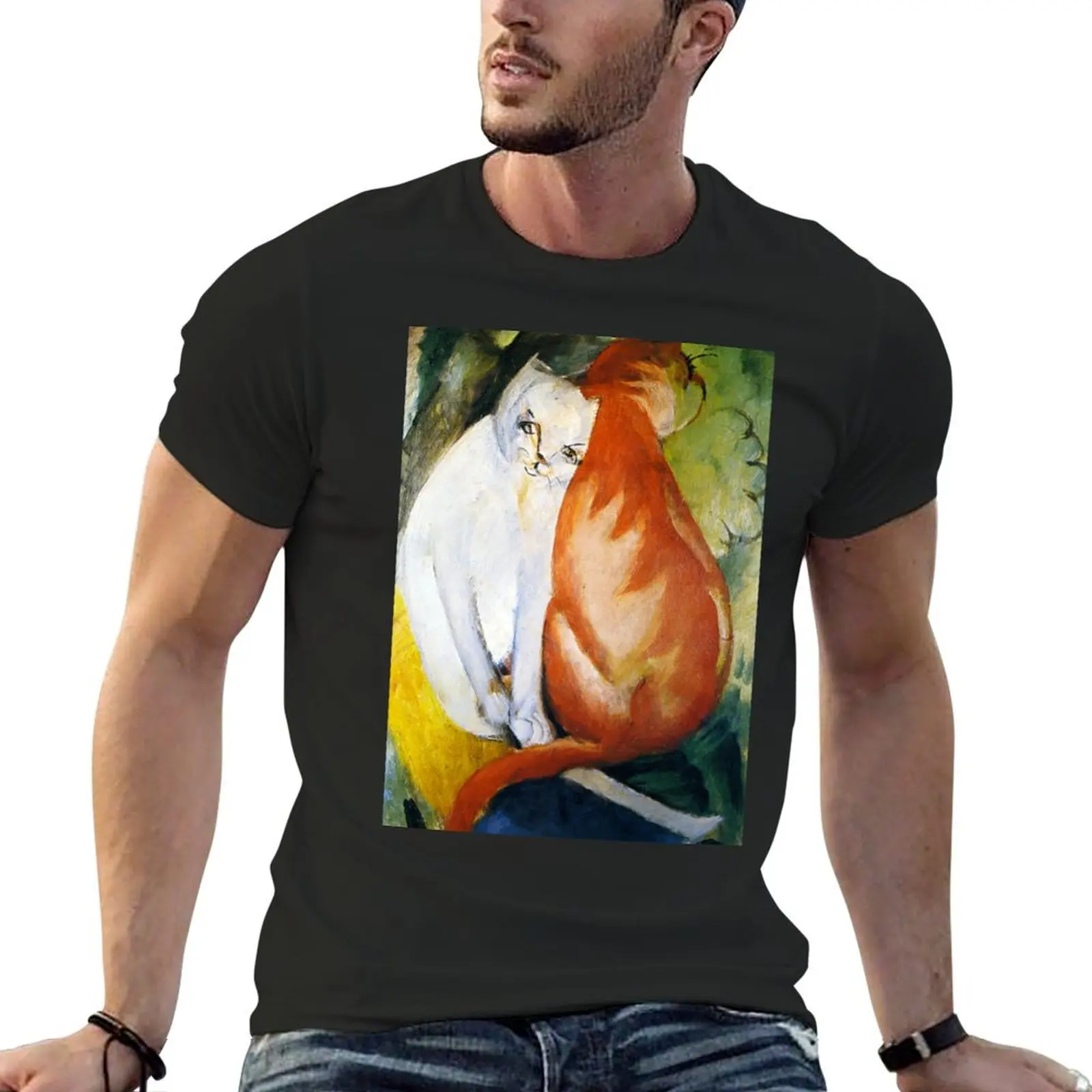 Two Cats Red and White by Franz Marc T-Shirt graphics cute clothes blanks t shirt men