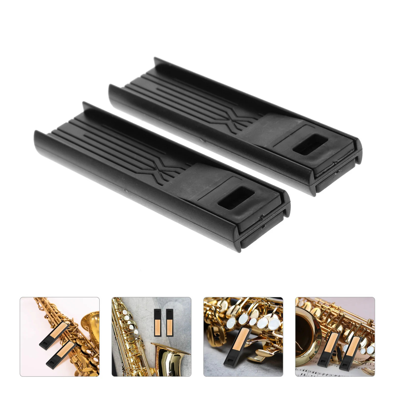 

2pcs Saxophone Reed Clips Black Abs Durable Portable For Alto Sax Beginner Students Replacement Parts Accessories
