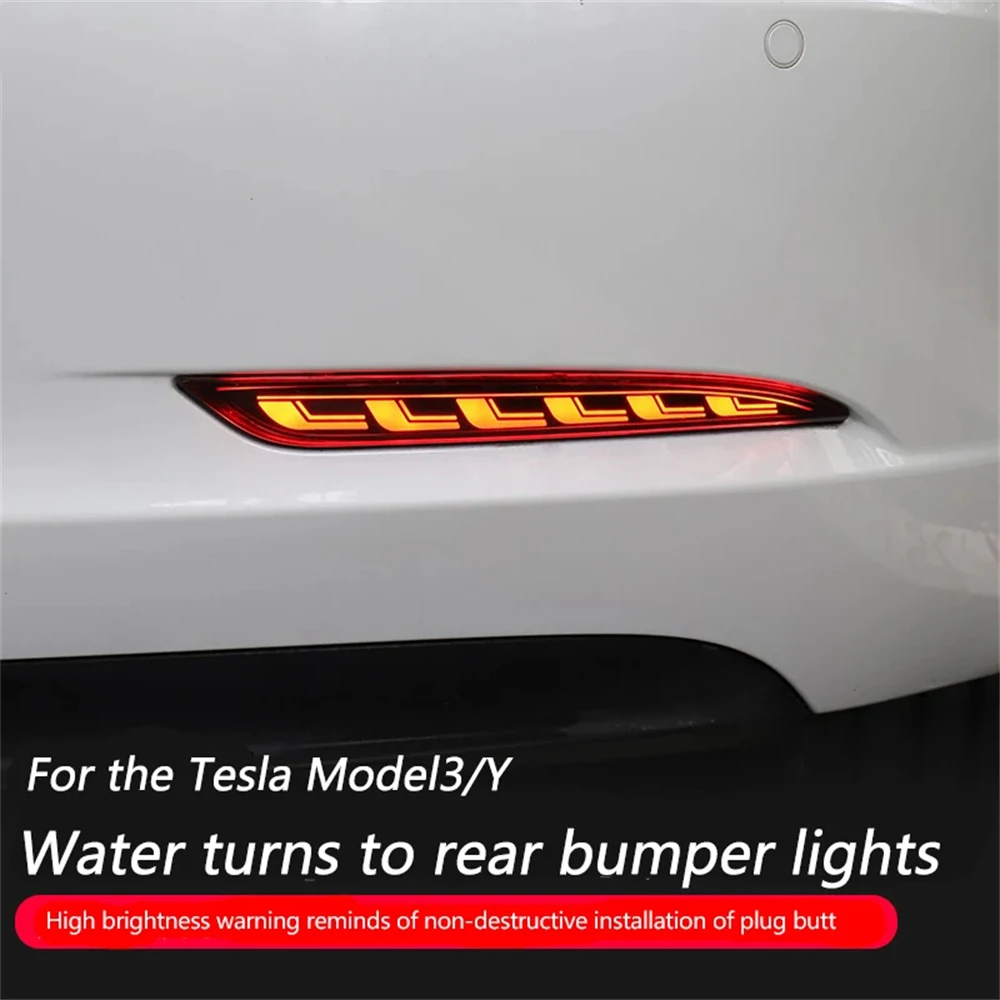 ModelY 2024 Rear Fog Lamp Brake Light For Tesla Model 3/Y 2017-2023 Accessories Dynamic Turn Signal Reflector LED Bumper Lamp