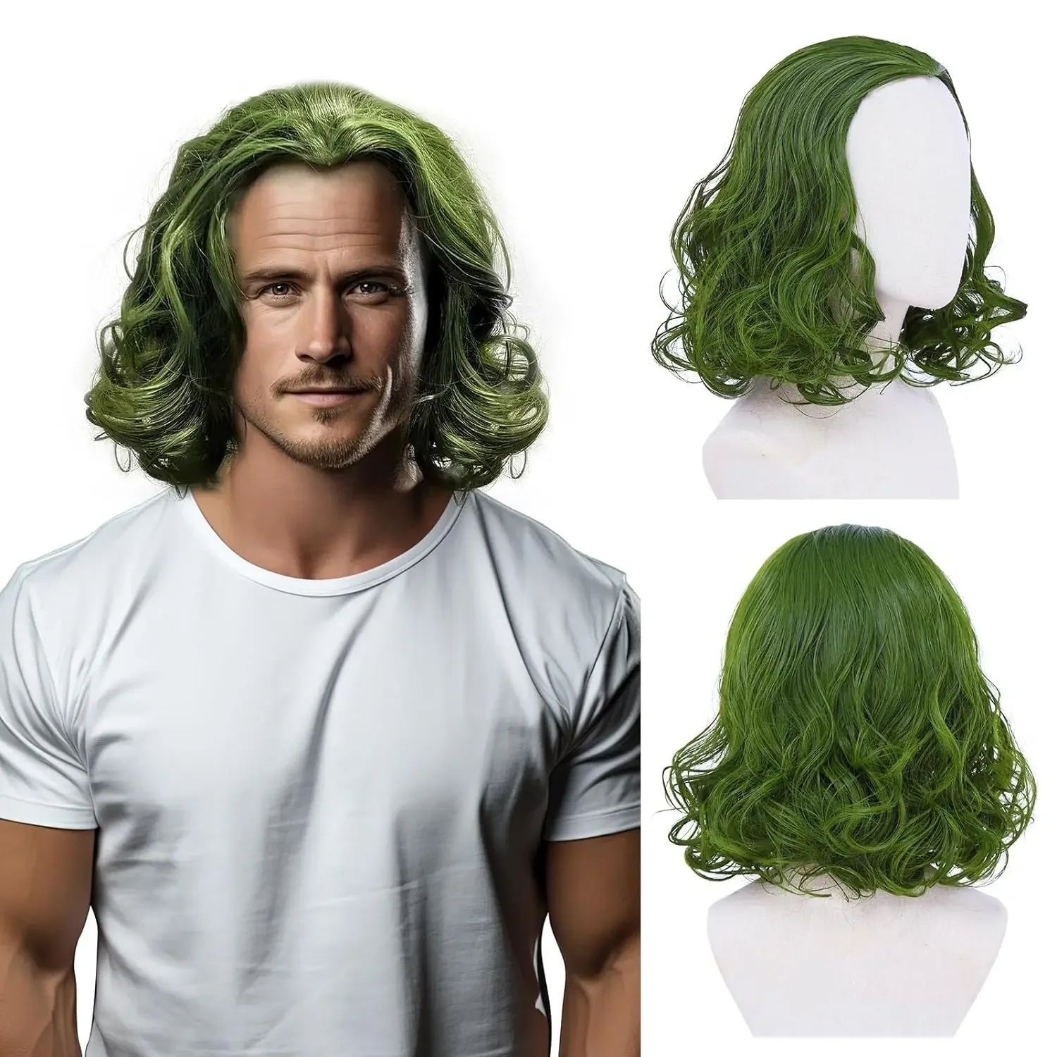 Halloween Joker Cosplay Peruca Verde para Homens e Mulheres – Perfeito para Fantasia Joker e Peruca de Palhaço Perucas de Cabelo de Fibra de Alta Temperatura