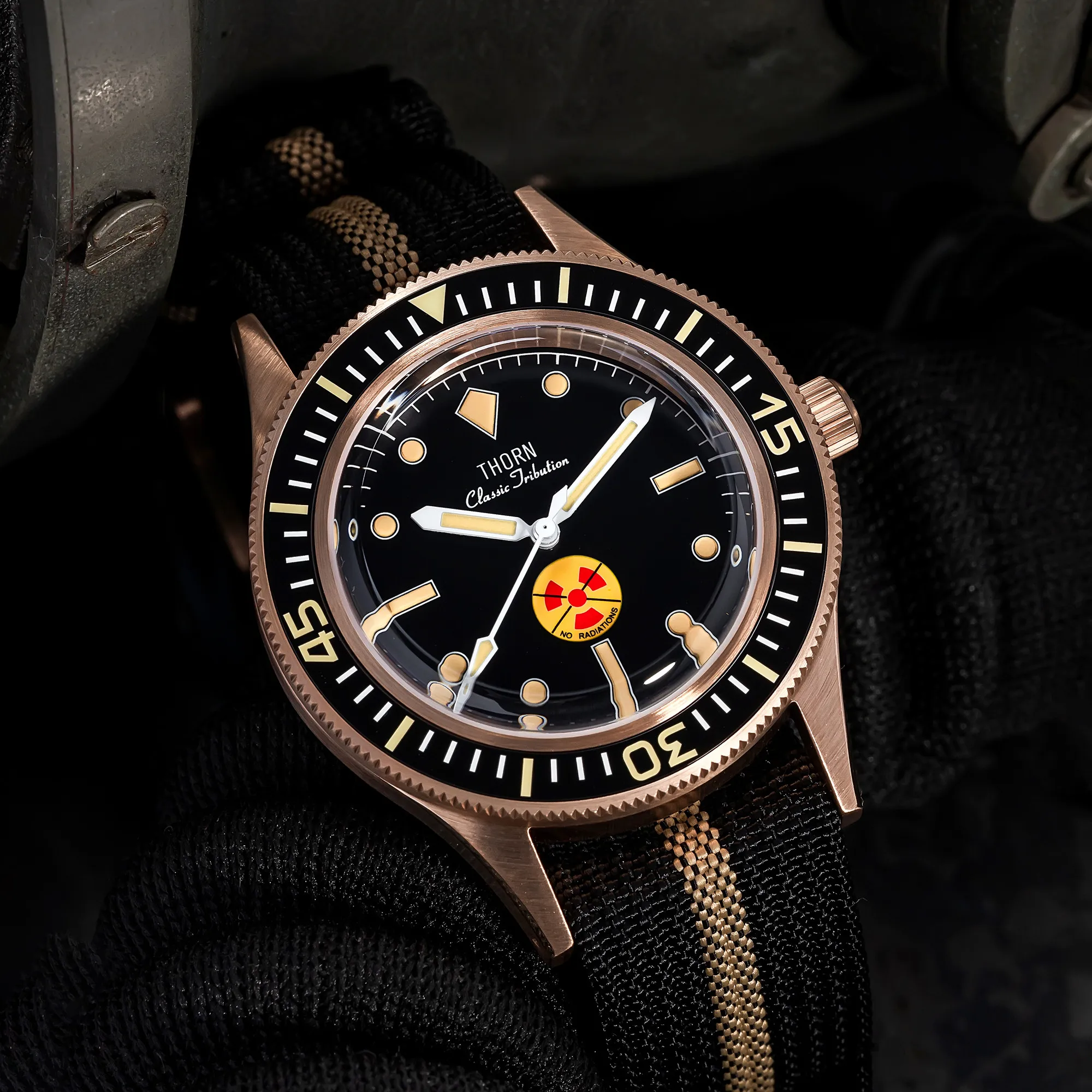 

THORN Non-Radiation Vintage 50-Fathoms Tin bronze CUSN8 Diving Watch NH35A Movement Mutomatic Mechanical Sapphire Crystal 200M