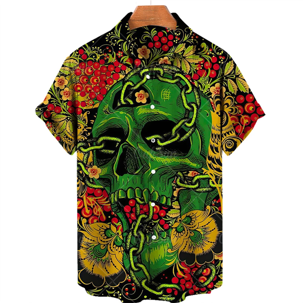 Camisas hawaianas de diseño para hombre, Top de manga corta con cuello, ropa de calle a la moda, XS-5XL 3d con estampado, ropa informal Vintage de