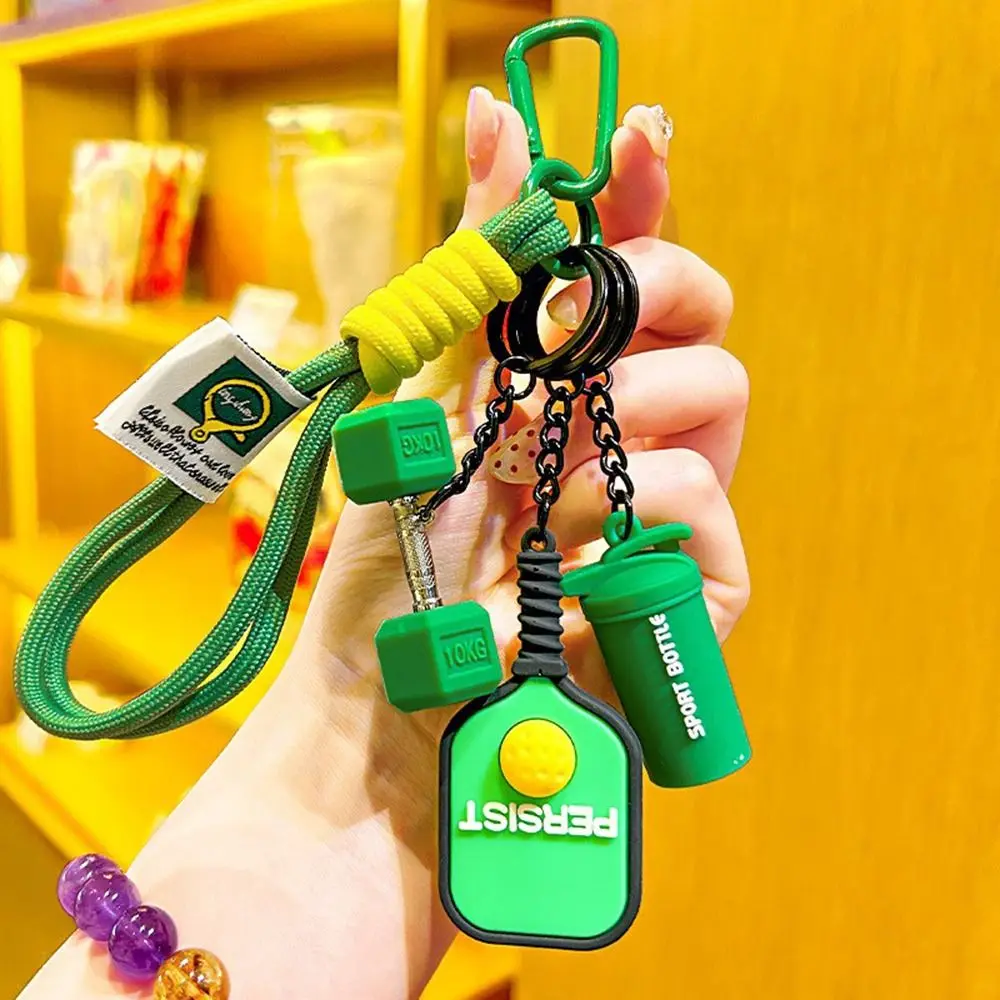 Fashion Simulation Style Pickleball Paddle Set Keychain Detachable with Buckle Fitness Series Pendant Bag Charm