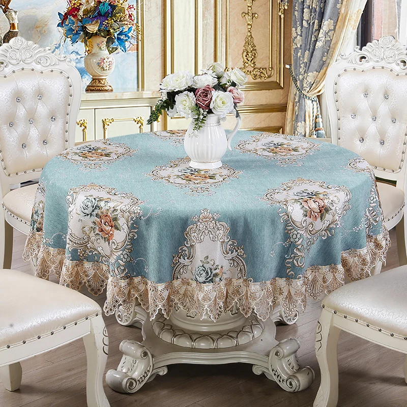 

European Style Chenille Tablecloth Luxury Embroidery Jacquard Thicken Round/Rectangular Table Cloth Dustproof Dining Table Cover