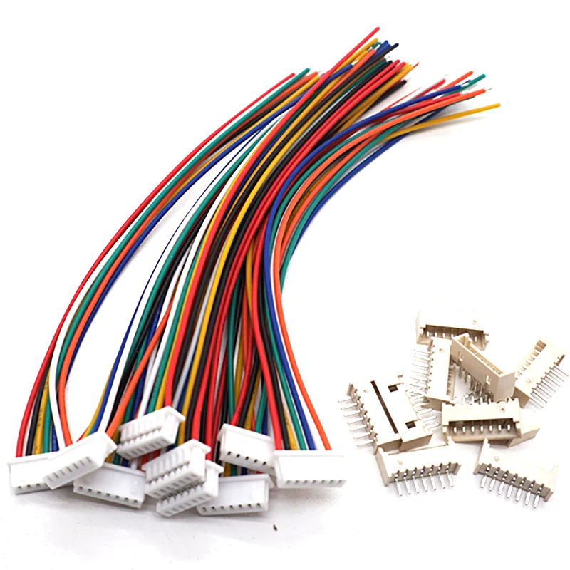 100pairs JST1.25 JST 1.25mm Wire Cable Connector 5/6/7Pin 1.25MM Pitch Plug 20cm Wire Length 28AWG