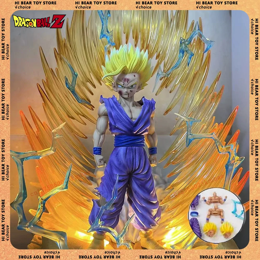 Dragon Ball Son Gohan Anime Figures Super Saiyan 2 Figurine Luminous Statue Replaceable Head Hand Model Fans Birthday Gifts Toys