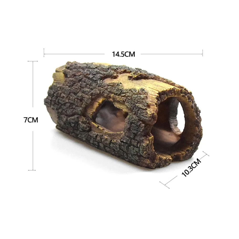 

1Pcs Aquarium Decoration Hollow Resin Tree Trunk Cave Simulation Ornament for Fish Reptile Tanks Stable Flat Base Small Medium
