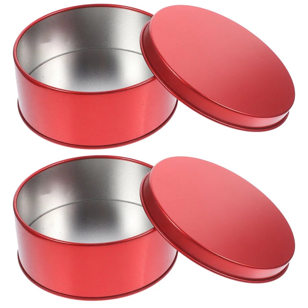2 Pcs Baking and Cake Tin Tinplate Candy Christmas Cookie Tins Container Jars With Lids Boxes