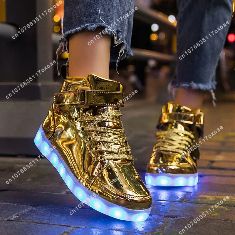 2024 Trump MAGA High Tops Lights Up Shoes USB Charger Basketball LED Children Mens Womens Shoes Trendy Kids Luminous Sneakers