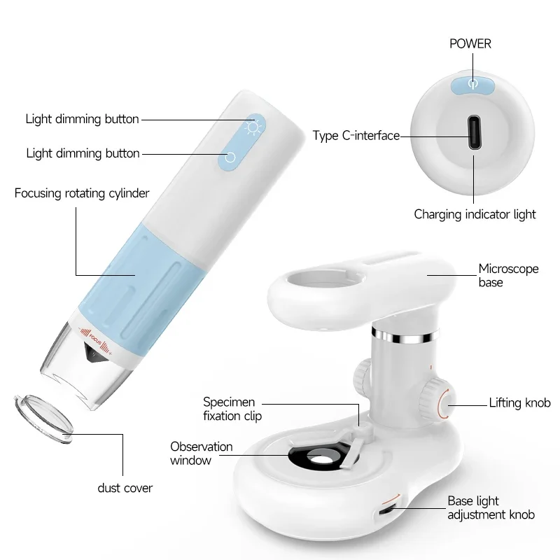Microscopio Digital WiFi 50X-1000X, microscopios portátiles inalámbricos de 1080P, Base de iluminación para cámara para reparación de cosmetología PCB de plantas de monedas