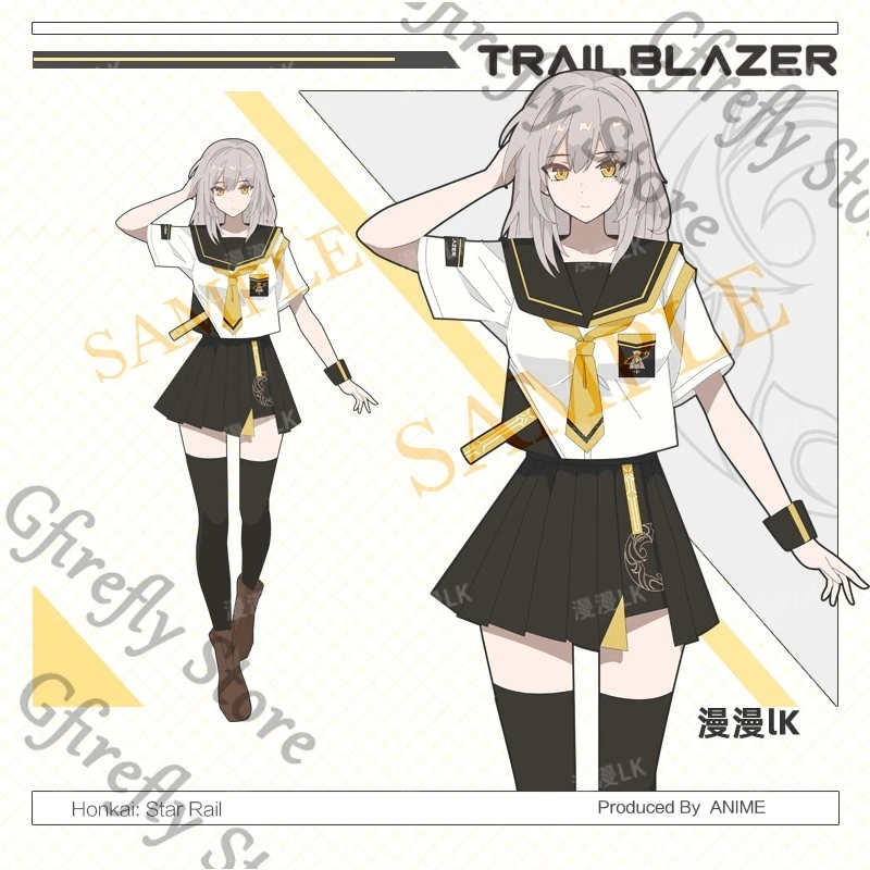 

Clothing Honkai: Star Rail Cosplay Short Sleeve Clothes Anime Garment T-shirt Outfit Sailor Suit Stelle Colleagues Skirt