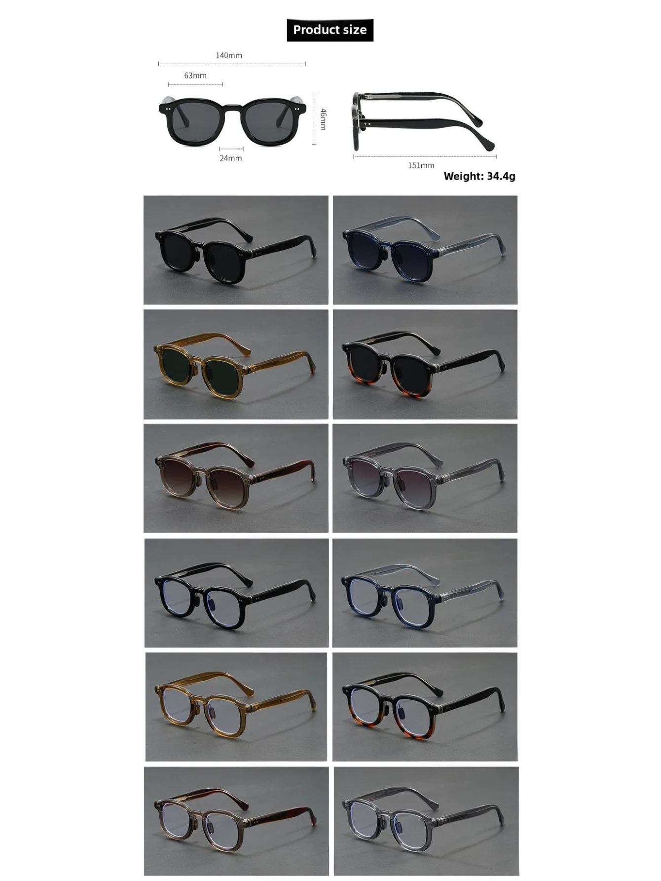 2025, neue japanische Acetat-Brillengestelle, handgefertigt, ovale Retro-Brille für Herren-Designer-Markenmode-Brillen – Detail 1