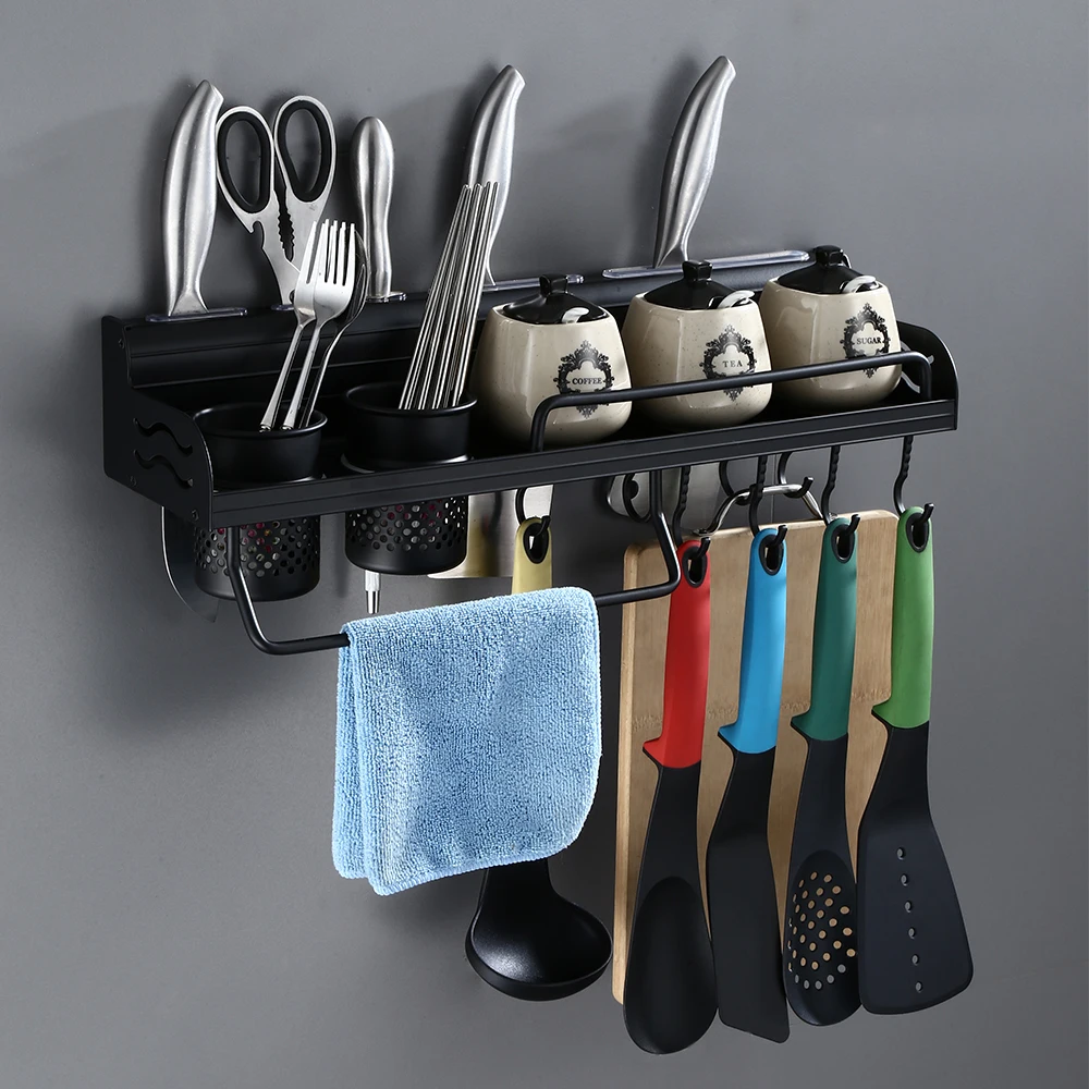 

Multipurpose Kitchen Rack Seasoning Chopsticks Tube Spoon Knife with Hook Kitchen Organizer Kitchen Storage Shelf Spices Rack