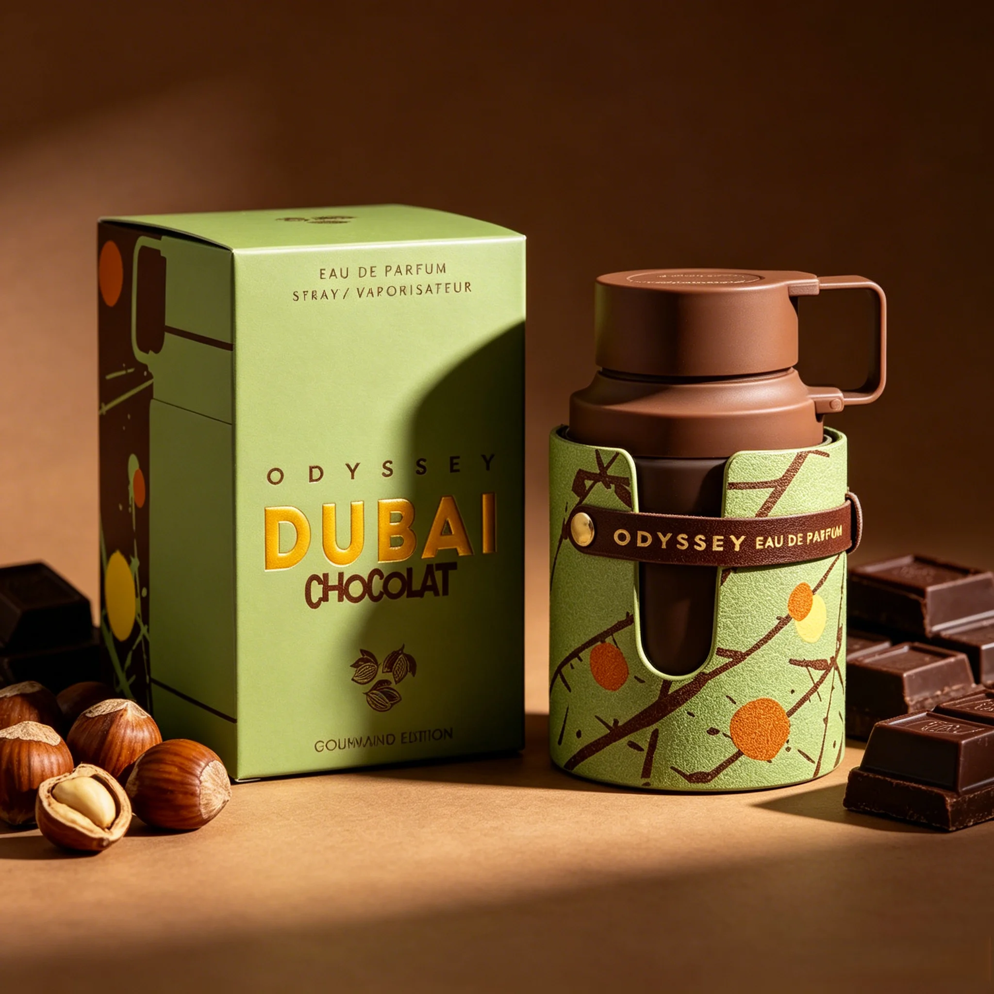 Armaf Odyssey Dubai Chocolat EDP Spray, Perfume Gourmand Rico con Notas de Café, Pistacho, Avellana y Chocolate, Aroma Duradero para Uso Diario y Regalos
