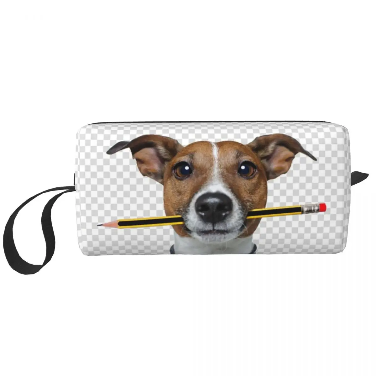 Jack Russell Terrier Dog With Pencil Travel Cosmetic Bag for Animal Toiletry Makeup Organizer Ladies Beauty Storage Dopp Kit