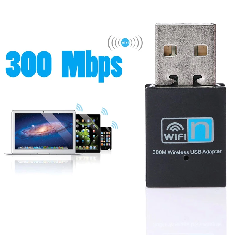 USB 2.0 미니 무선 컴퓨터 노트북 네트워크 카드, 와이파이 안테나 어댑터, RTL8192 듀얼 밴드 802.11b/n/g, 300M, 2.4GHz