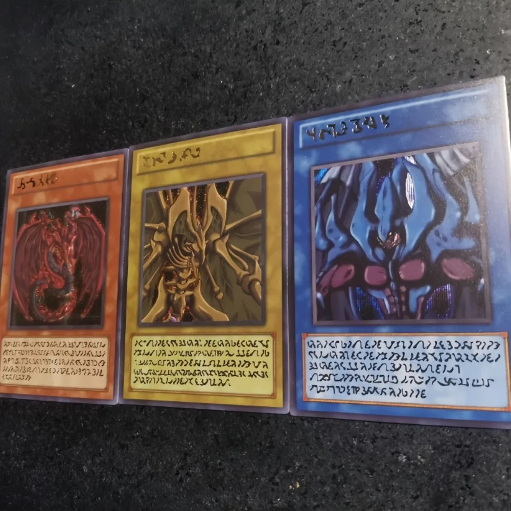 Fai da te Yu-Gi-Oh! Animali Sacri Opere d'arte originali 3 pezzi/set Quattro tipi di flash Anime Periferico Gioco Collezione di carte Regalo di festa