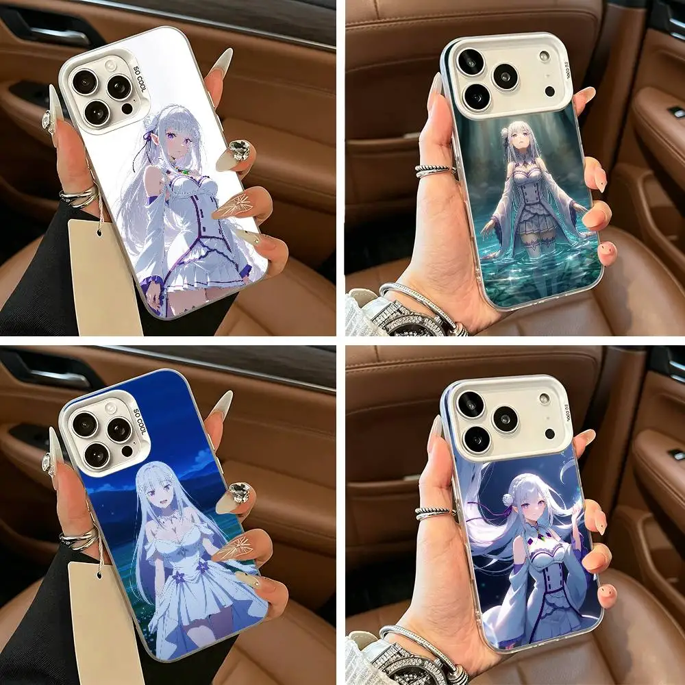 

E-Emilia-Zero - Starting Life in Another World Phone Case For IPhone 17 Air 16 15 14 13 12 11 Pro Max White silver Hard Cover