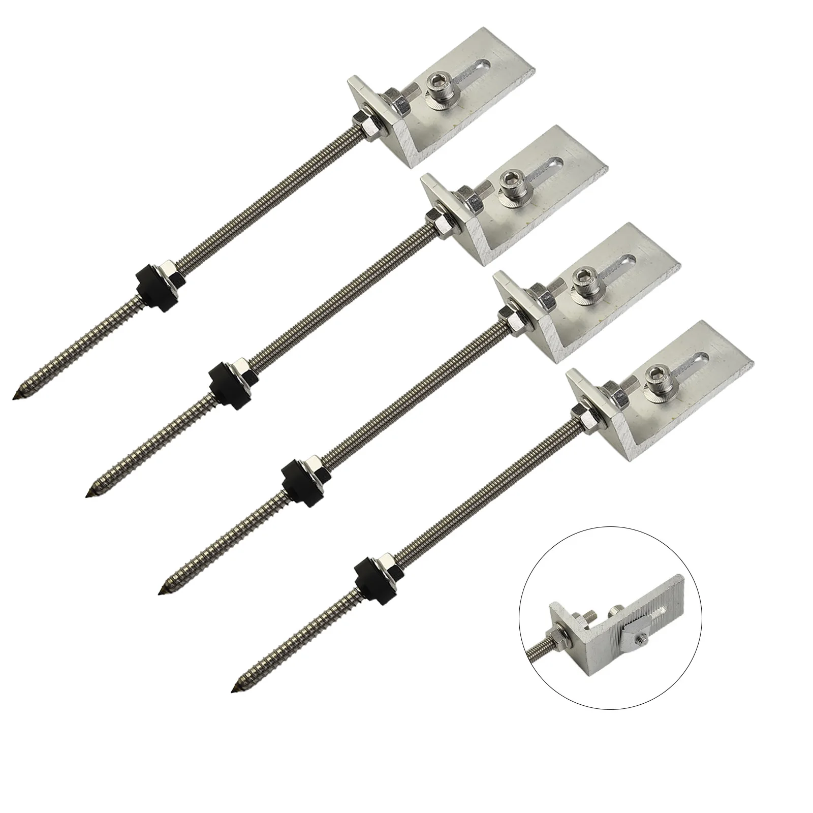 Brackets Pole Screws for sliver Solar Screw Trapezoidal PV Roof Fixture Sheet Metal 200/250mm Aluminium Alloy Brackets