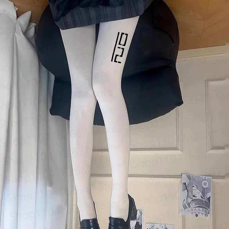 

Street Anime Gothic print long socks Harajuku knee high socks cosplay punk white socks streetwear Y2K Sexy accessories Stockings