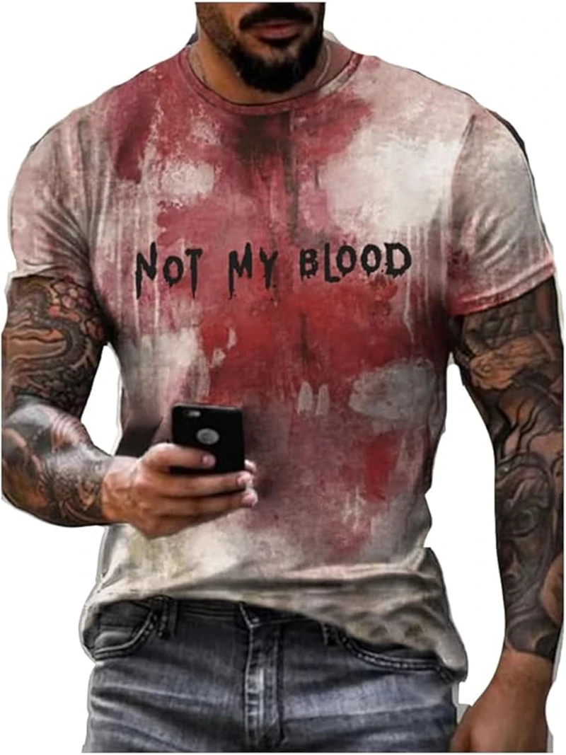 3D Printed Horror Bloody T Shirt 2025 Mens Casual Fashion Street Short Sleeve TShirt Mens Designer Clothes Woman O-neck Tee Tops image 4
