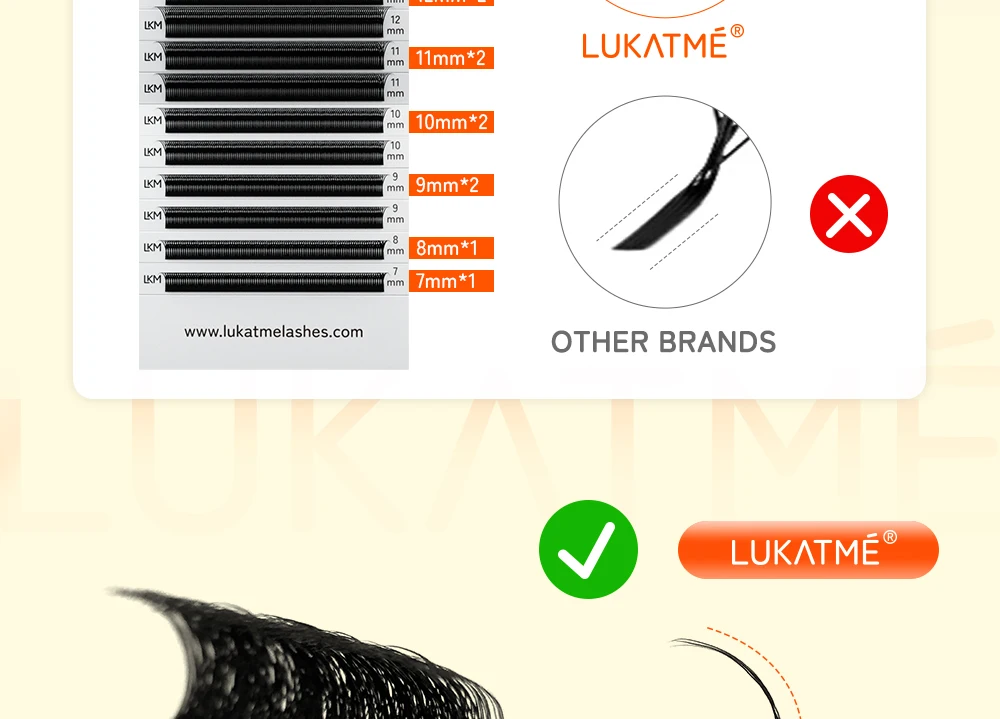 LUKATME Doppelte 4D Doppelte 3D Wimpernverlängerungen Vorgefertigte Volumenfächer 6D 8D Wimpern 7-14mm Mega-Volumen W-Form Faux-Nerz-Wimpern – Detail 7